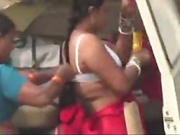 Tamil aunt changing dress after bath in the open place...